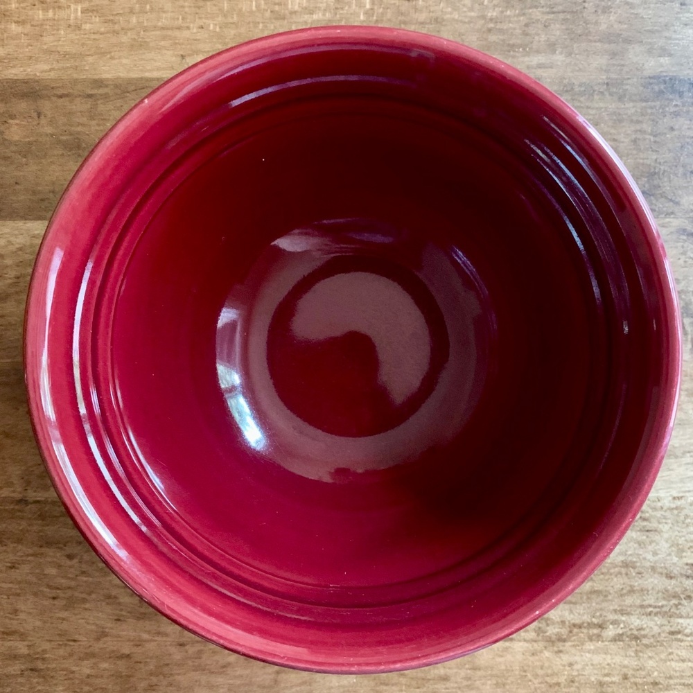 Vintage Ringware Mixing Bowl Burgundy 6” Beehive Style USA Pottery